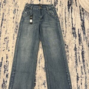 Fashion Nova Blue Flare Wide Leg Jeans